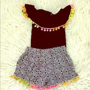 3T Pom Pom top and shorts set
